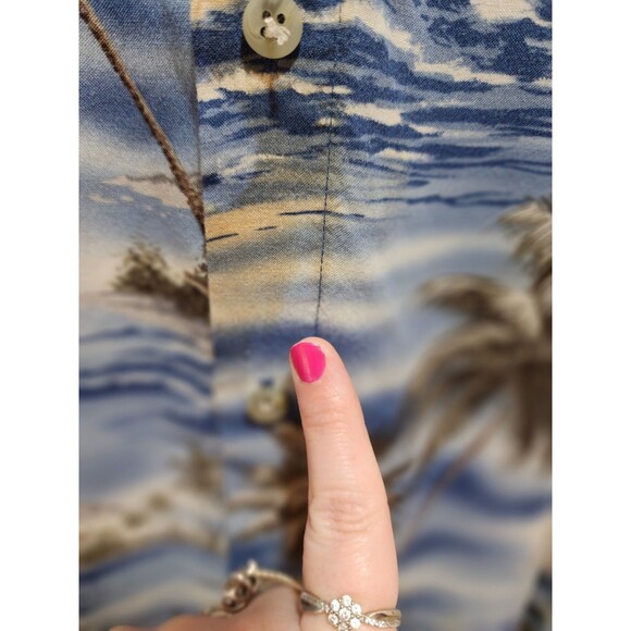 CROFT & BARROW MENS XL BLUE PALM TREE SHIRT VTG VACATION TROPICAL BEACH PARADISE - Picture 6 of 15